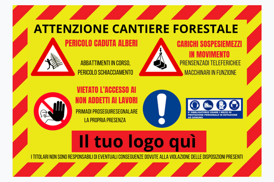 Striscione segnaletico lavori forestali 148x100 Personalizzato