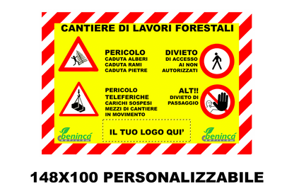 Bannière d'avertissement travaux forestiers 148x100 à personnaliser