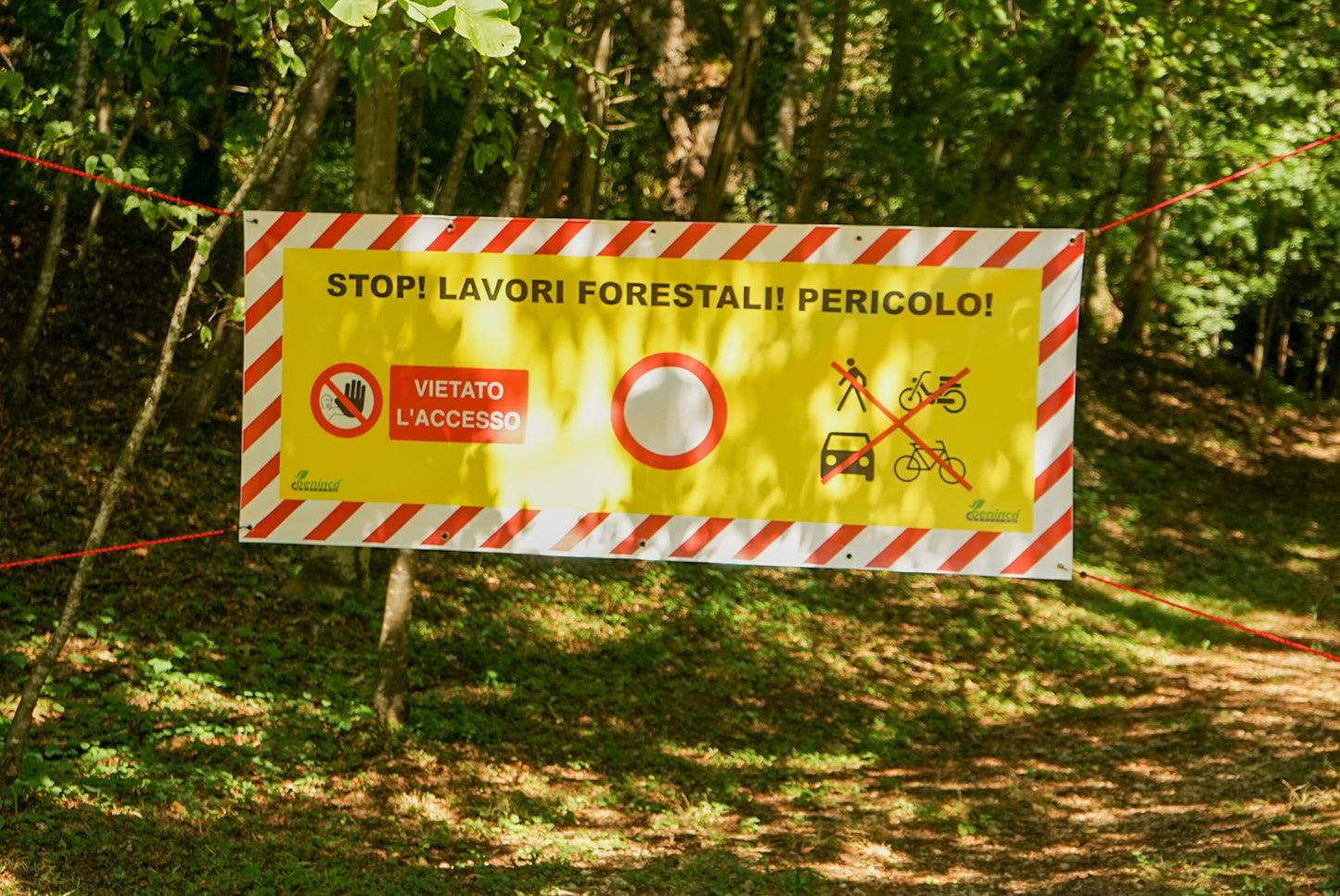 Striscione segnaletico lavori forestali 200X80