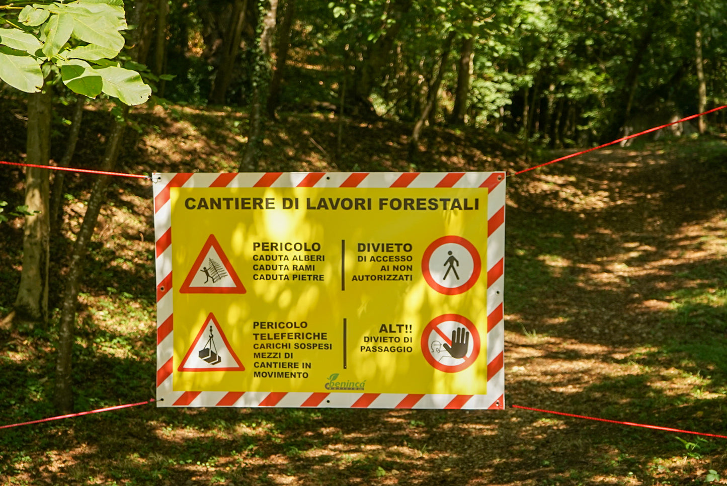 Striscione segnaletico lavori forestali 148x100