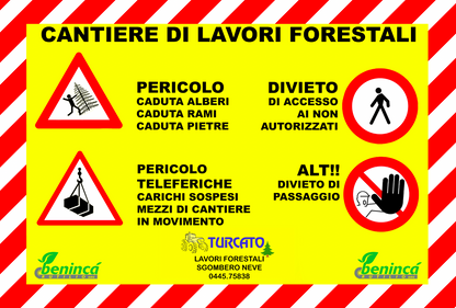 Bannière d'avertissement travaux forestiers 148x100 à personnaliser